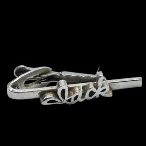 JACK Name Tieclip Cursive Spellout Silvertone Vintage